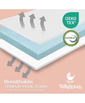 Waterproof Pack N Play Mattress Topper – Twin Size (38" x 26") – Soft Memory Foam, Roll-Up Design, Breathable and Travel-Friendly