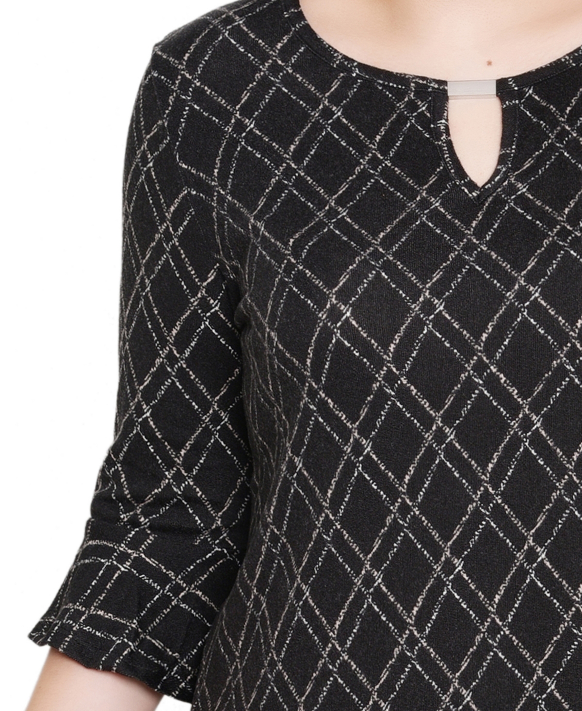 Ny Collection Women's 3/4 Bell Sleeve Pullover Top In Black