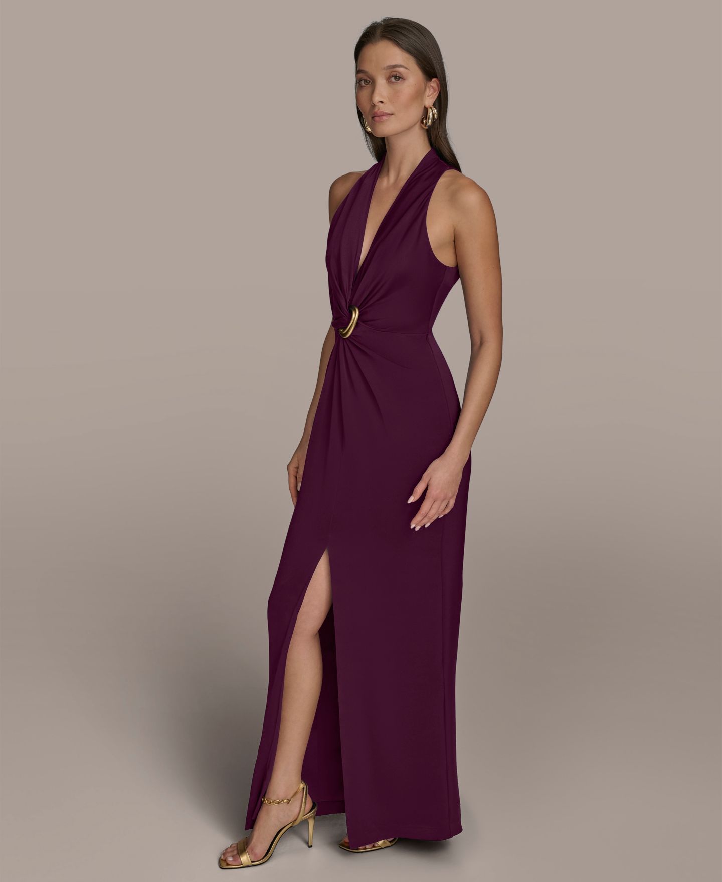 Женское платье Donna Karan New York V-Neck Sleeveless, цвет: Ягодный — фото 3