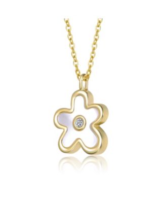 14K Gold Plated with Clear Cubic Zirconia Star Shaped Pendant Necklace