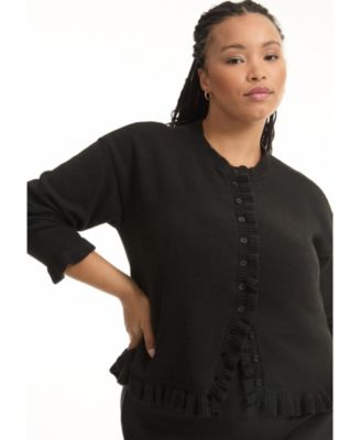 Women's June + Vie Ruffle Hem Buttoned Sweater
