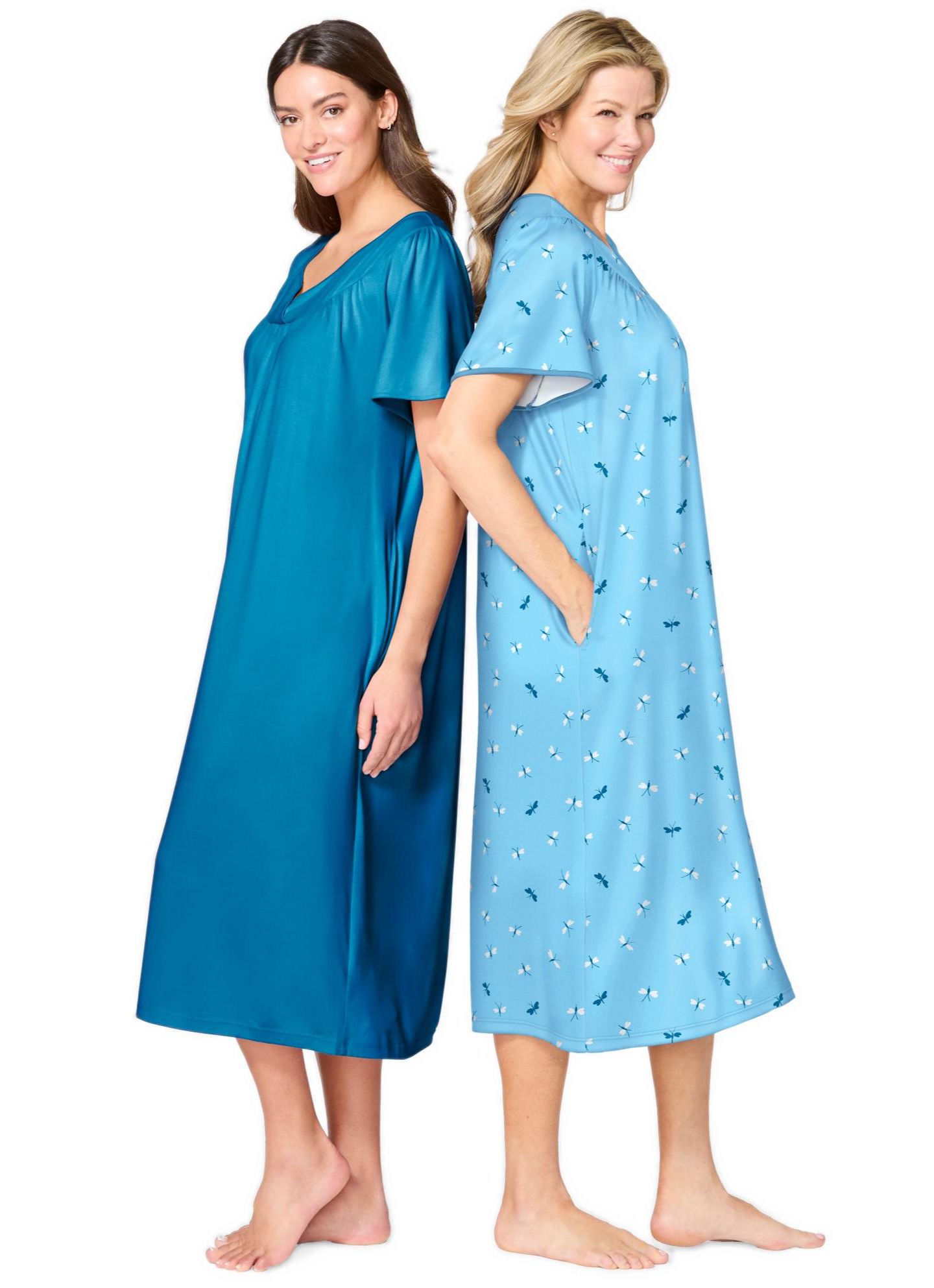 Женские платья Only Neccessities Plus Size Only Necessities 2-Pack Bib Gown, цвет: Синий — фото 3