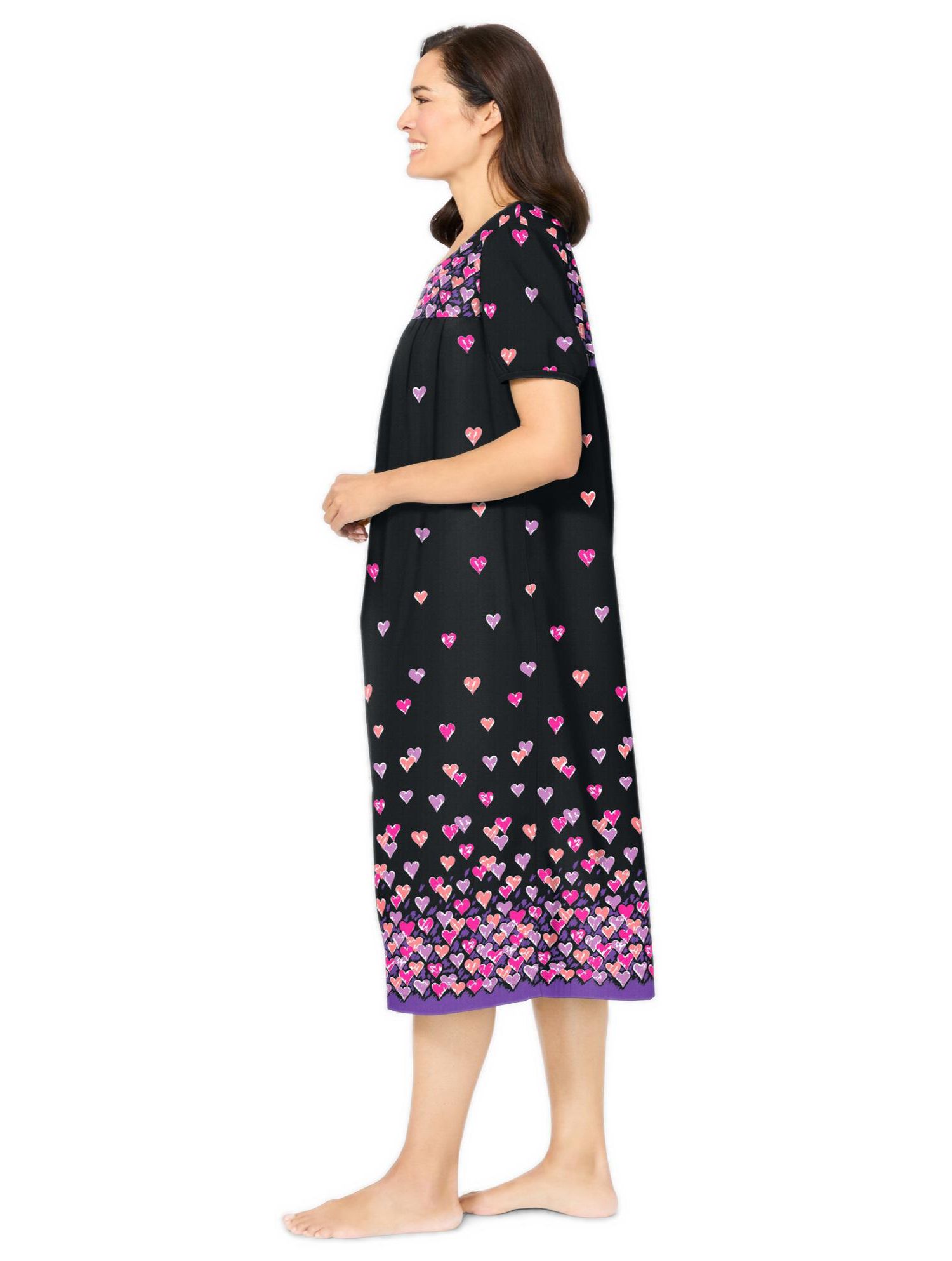 Plus Size Only Necessities Short Print Shirred Lounger