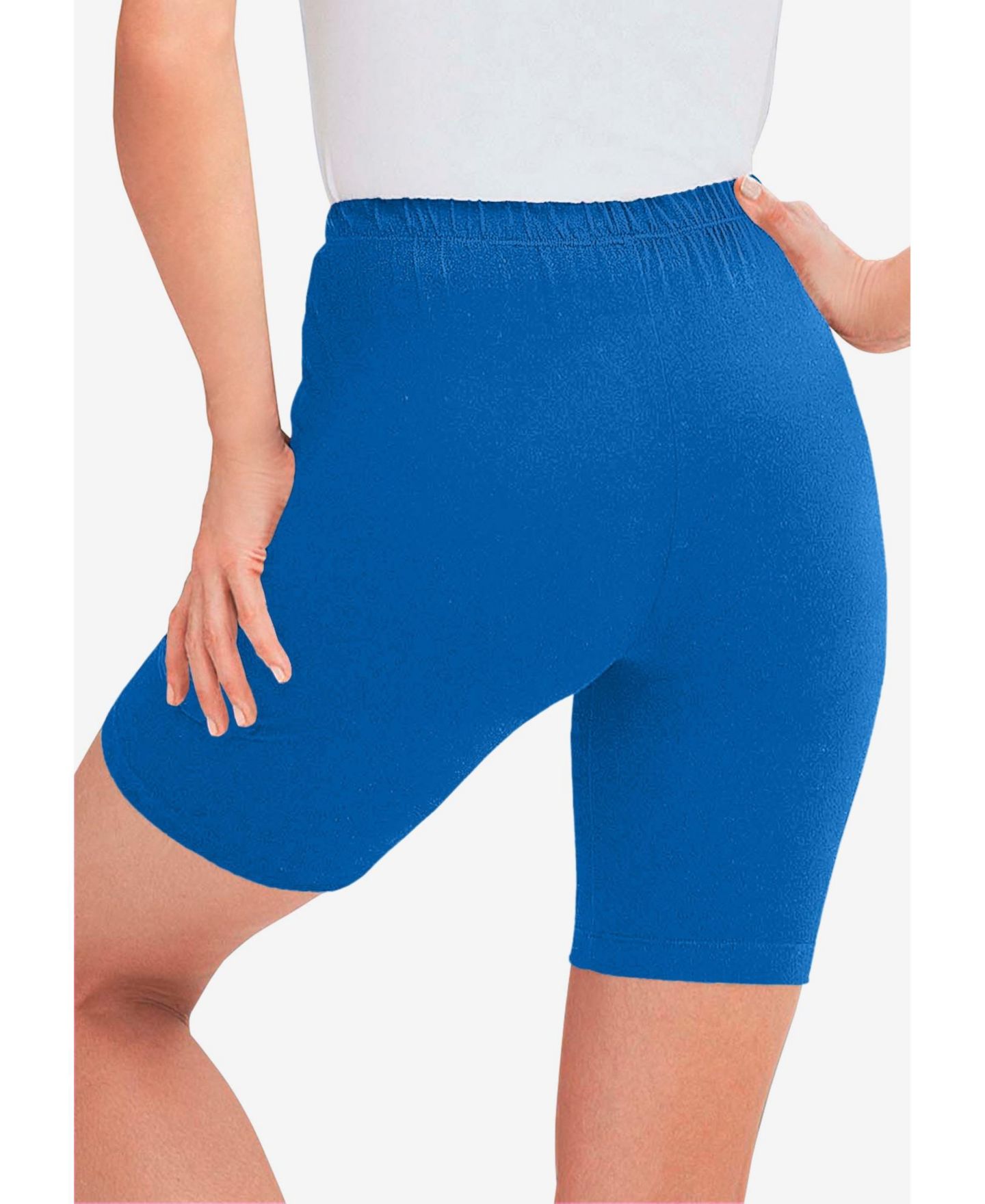 Женские шорты Woman Within Plus Size Within Stretch Cotton Bike Short, цвет: Яркий кобальтовый — фото 2