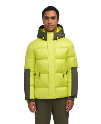 Men's Nuray Mixed Media Color Block Puffer with Fixed Hood