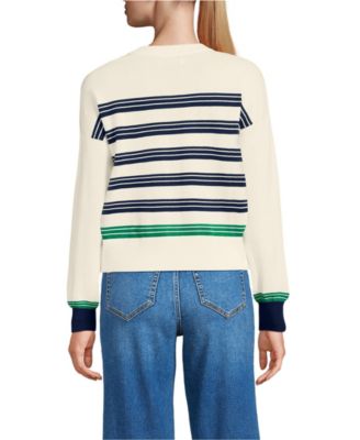Women's Cropped Fine Gauge Crew Neck Cardigan Sweater