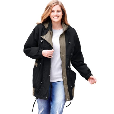Женские куртки Woman Within Plus Size Within Colorblocked Taslon Anorak