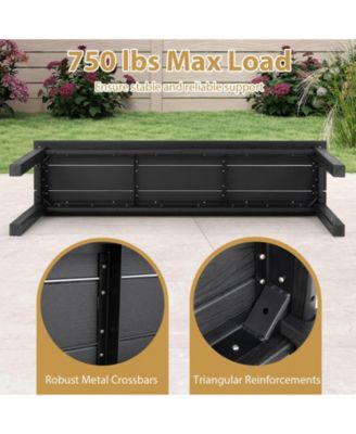 55'' HDPE Outdoor Bench for 2-3 People Weatherproof Backless Patio Garden Bench