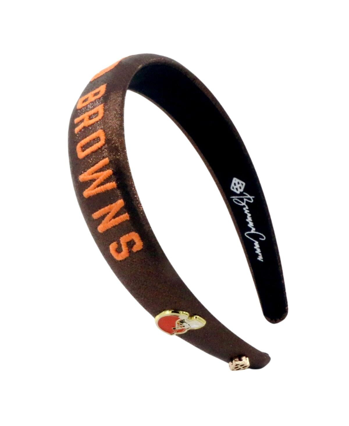 Brianna Cannon Cleveland Browns Thin Embroidered Headband In Brown
