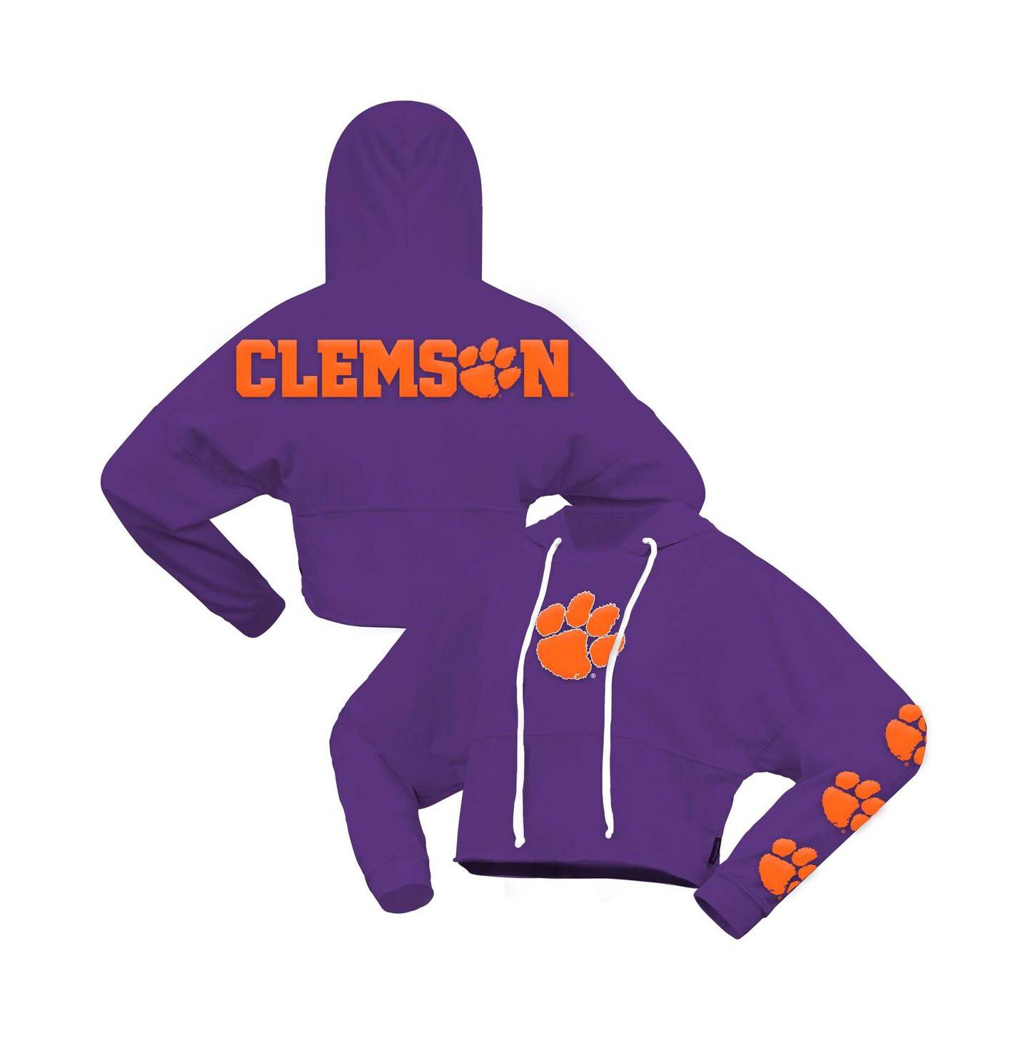 Женское худи Spirit Jersey Purple Clemson Tigers Oversized Cropped Pullover — фото 1