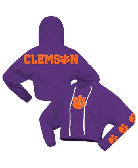 Женское худи Spirit Jersey Purple Clemson Tigers Oversized Cropped Pullover