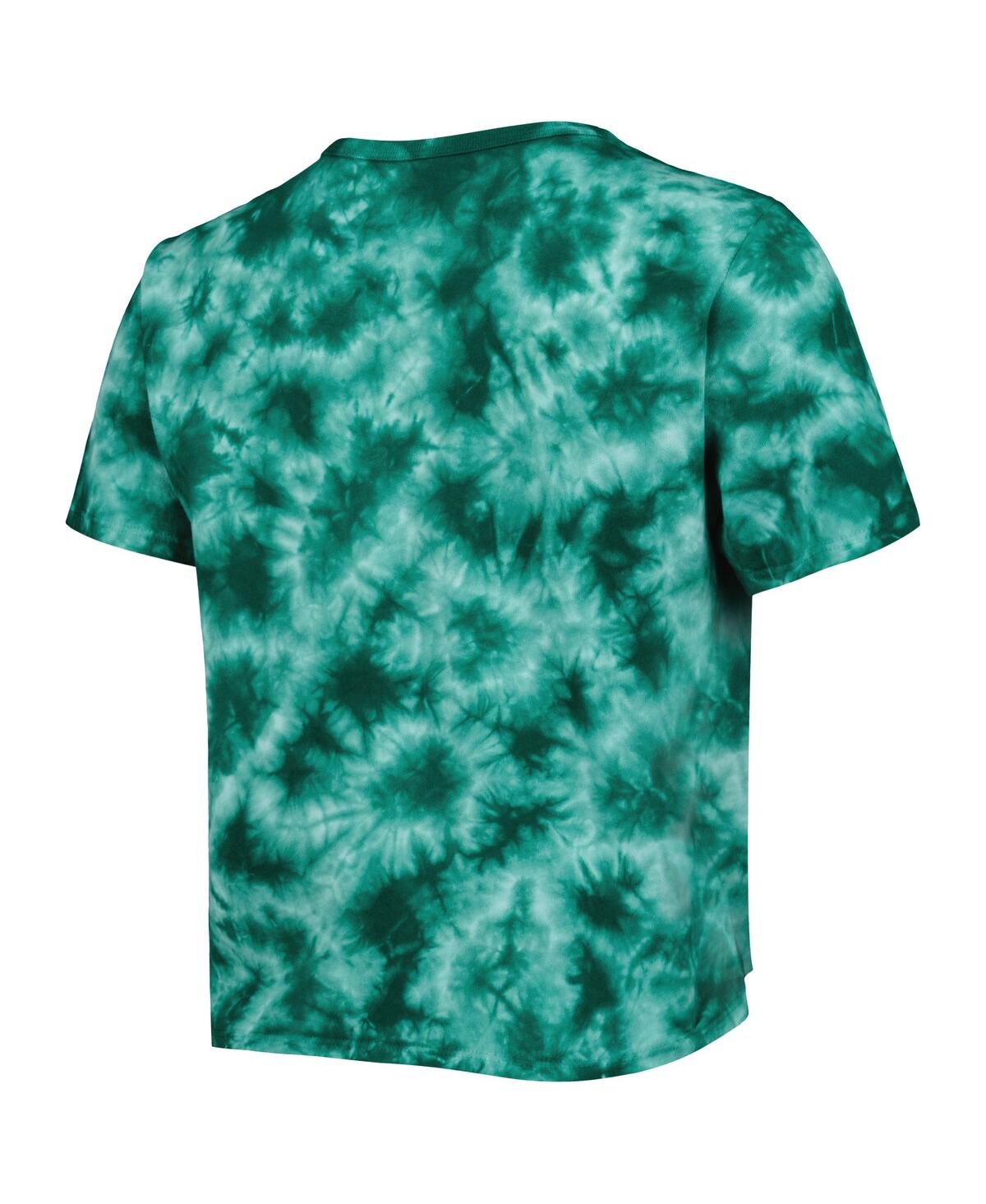 Zoozatz Women's Green Michigan State Spartans Cloud-dye Cropped T-shirt In Green