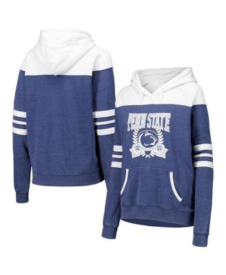 Camp David - Women's Navy Penn State Nittany Lions Blitz Striped Blocked Raglan Pullover Hoodie