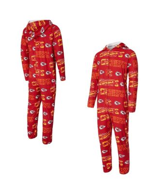 Concepts Sport - Men's Red Kansas City Chiefs Shuffle All-Over-Print Microfleece Full-Zip Union Suit