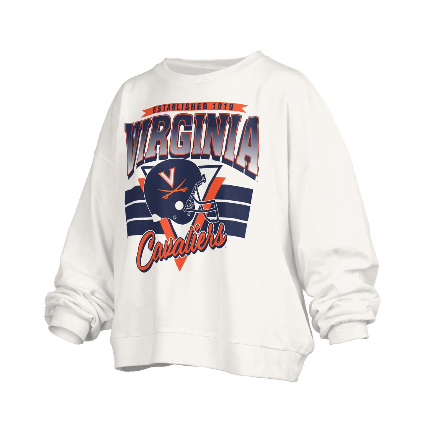 Женская толстовка Pressbox White Virginia Cavaliers Oversized Janice Retro Waist-Length Pullover — фото 3