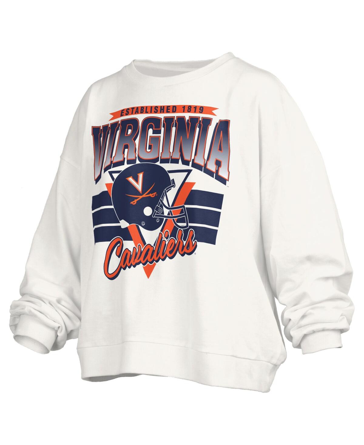 Pressbox Women's White Virginia Cavaliers Oversized Janice Retro Waist-length Pullover Sweatshirt In White