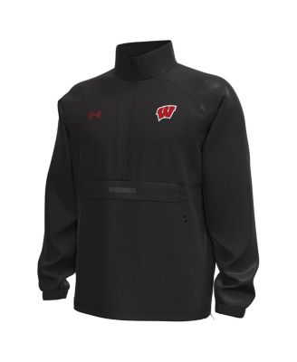 Men's Black Wisconsin Badgers Unstoppable Woven Anorak Half-Zip Jacket