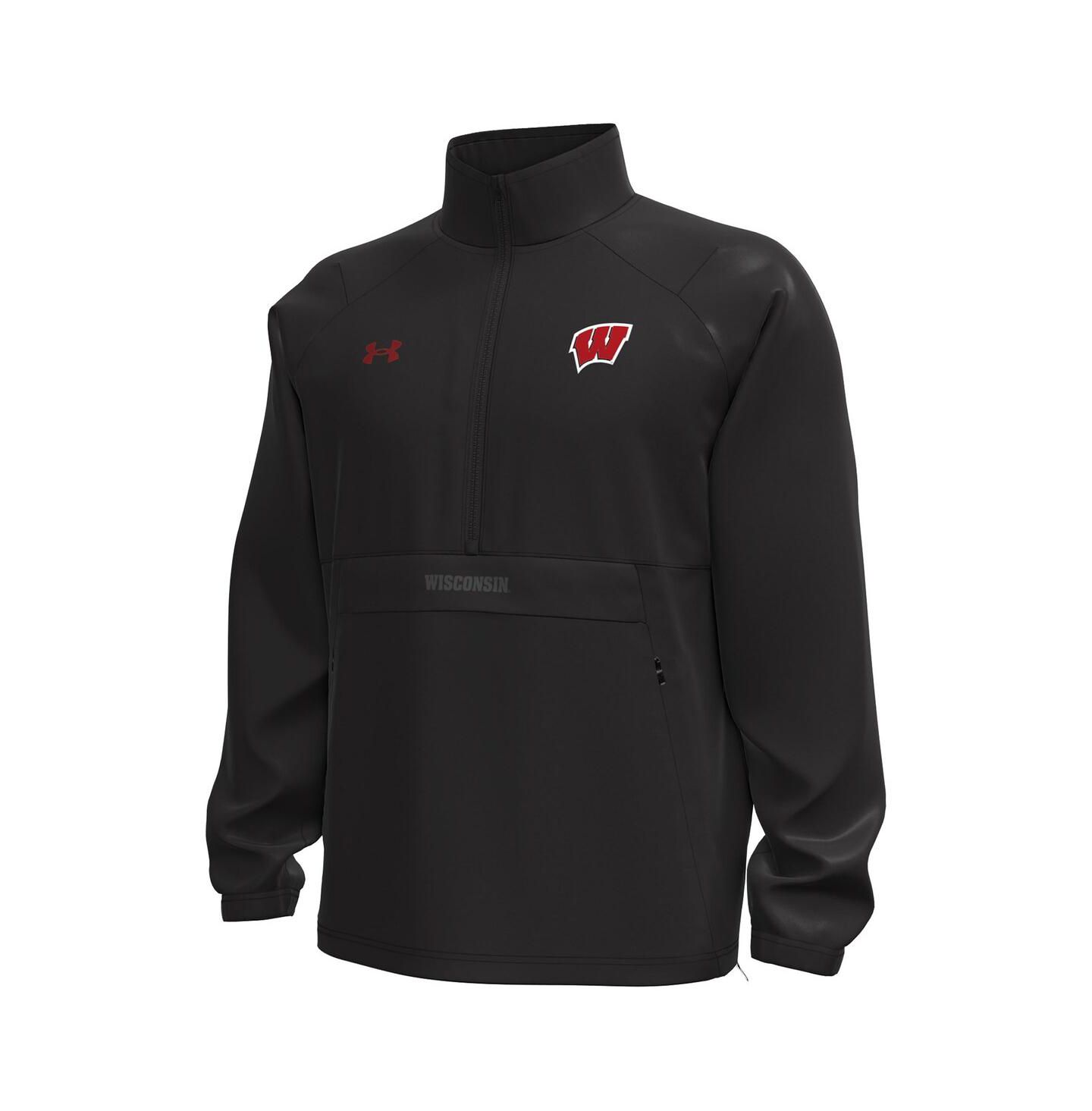 Мужская куртка Under Armour Black Wisconsin Badgers Unstoppable Woven Anorak Half-Zip — фото 3