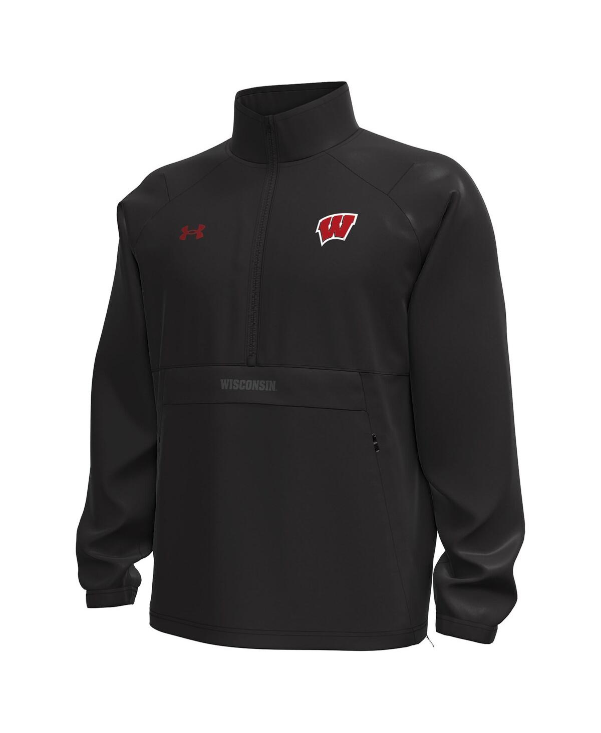 Under Armour Men's Black Wisconsin Badgers Unstoppable Woven Anorak Half-zip Jacket In Black