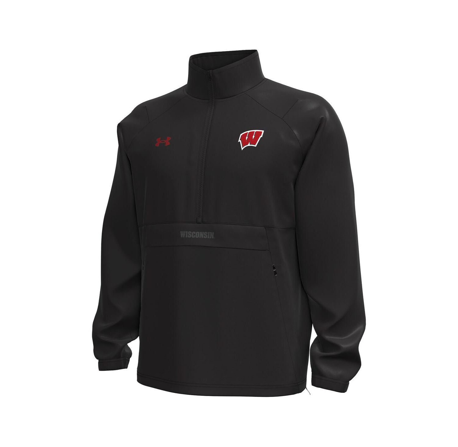 Men's Black Wisconsin Badgers Unstoppable Woven Anorak Half-Zip Jacket