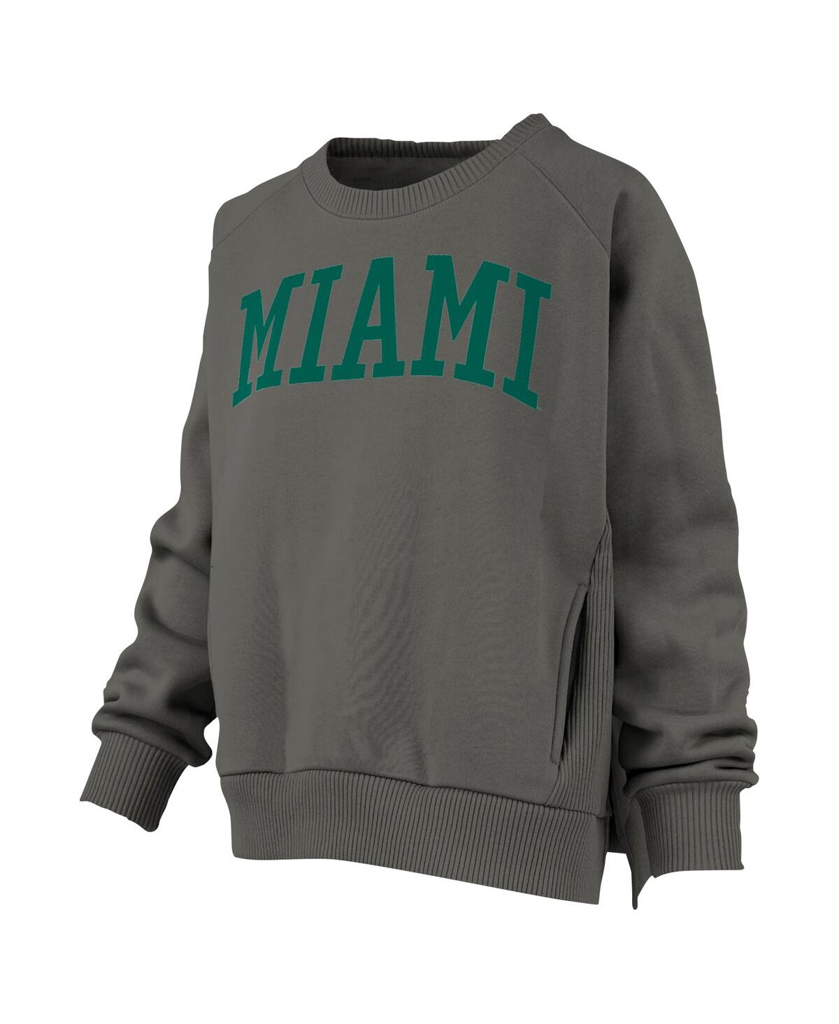 Pressbox Women's Charcoal Miami Hurricanes Pocketed Raglan Pullover Sweatshirt In Gray