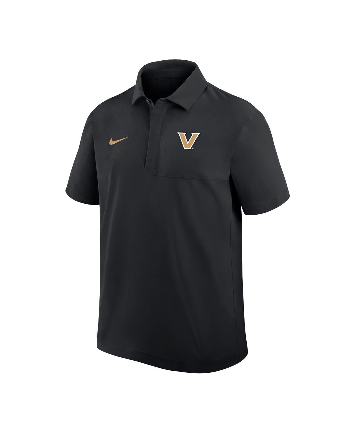 Nike Men's Black Vanderbilt Commodores Woven Dri-fit Polo Shirt In Black