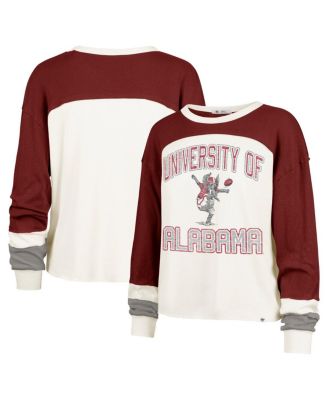 '47 Brand - Women's Cream Alabama Crimson Tide Double Header Curve Raglan Long Sleeve T-Shirt