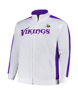 Men's White Minnesota Vikings Big Tall Tricot Full-Zip Track Jacket