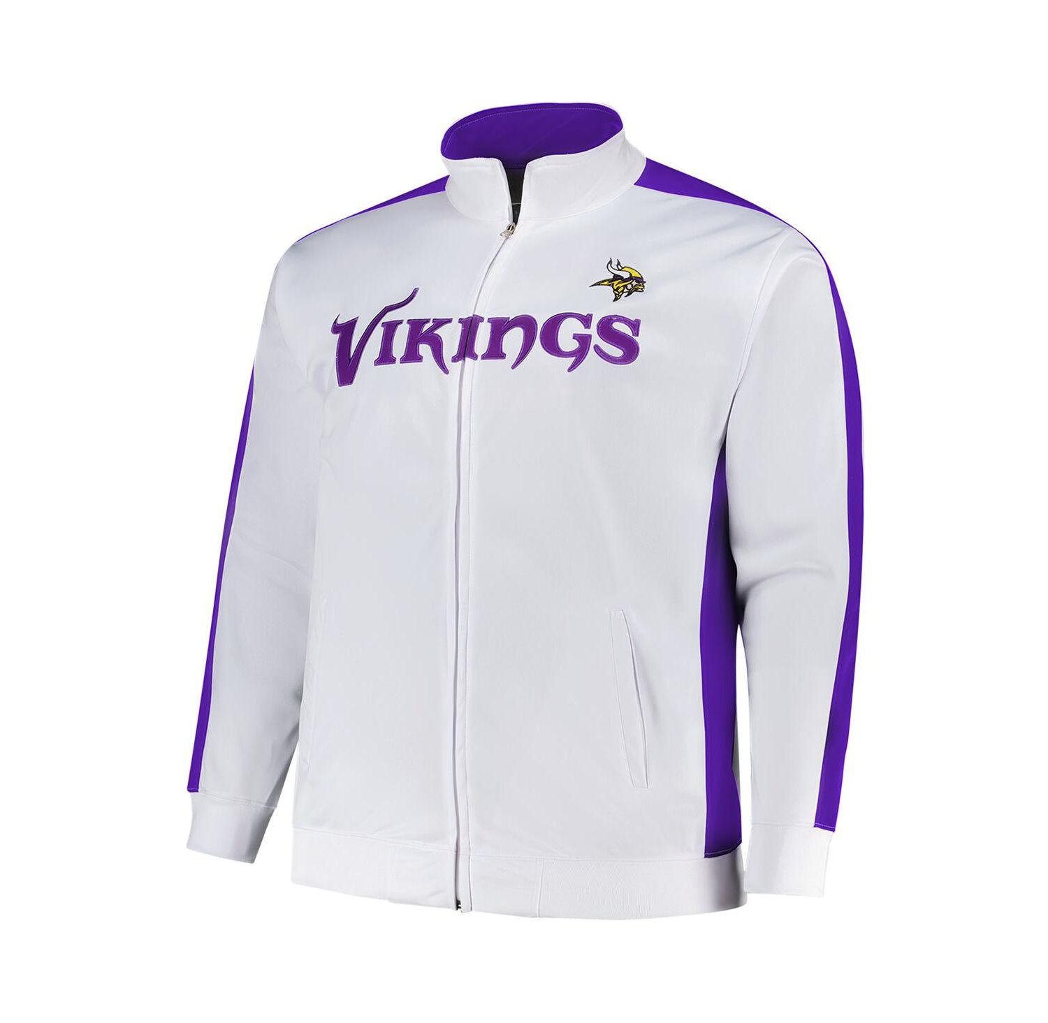 Men's White Minnesota Vikings Big & Tall Tricot Full-Zip Track Jacket