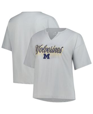 Fanatics - Women's Gray Michigan Wolverines Plus Size Winning Gear Notch Neck T-Shirt