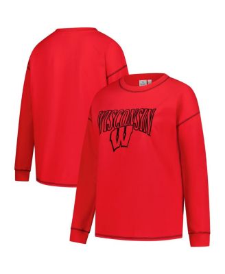 Fanatics - Women's Red Wisconsin Badgers Plus Size Contrast Stitch Sweatshirt