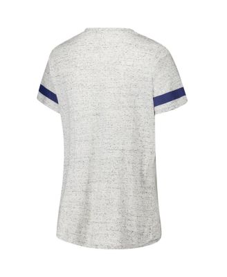 Women's Heather Gray North Carolina Tar Heels Plus Size Lace-Up V-Neck T-Shirt