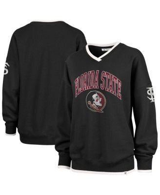 '47 Brand - Women's Black Florida State Seminoles Clubhouse Daze Eighty V-Neck Pullover Sweatshirt