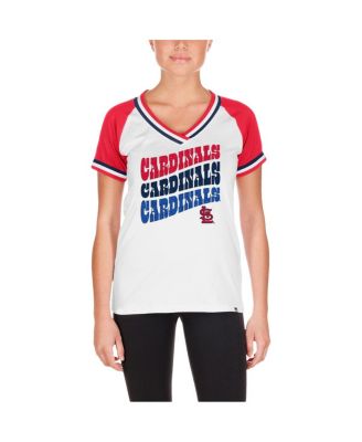 Men's White St. Louis Cardinals Jersey Double Binding Raglan V-Neck T-Shirt
