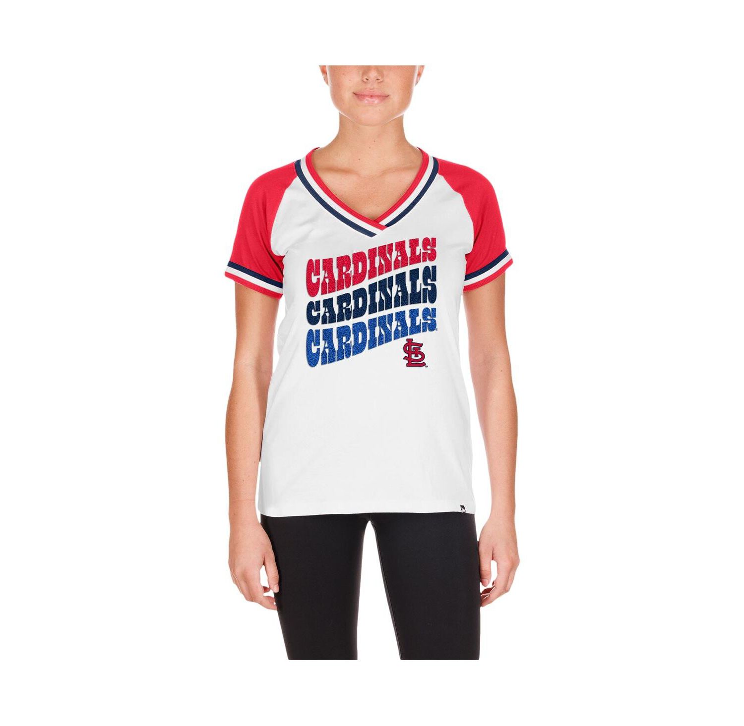 Men's White St. Louis Cardinals Jersey Double Binding Raglan V-Neck T-Shirt
