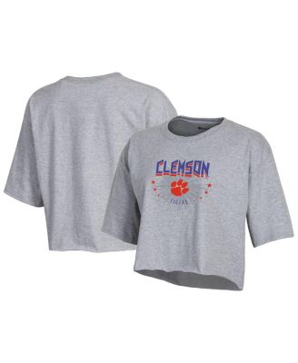 Champion - Women's Gray Clemson Tigers Boyfriend Cropped T-Shirt