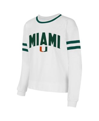 Concept Sport Women's White Miami Hurricanes Borough French Terry Arch Over Long Sleeve Top