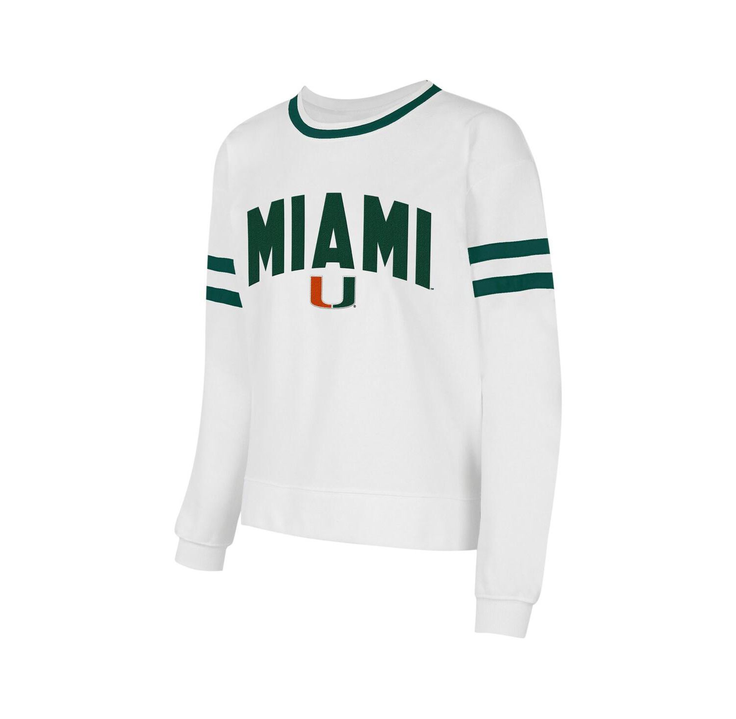 Concept Sport Women's White Miami Hurricanes Borough French Terry Arch Over Long Sleeve Top
