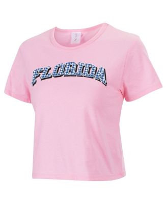 ZooZatz - Women's Pink Florida Gators Gingham Logo Cropped T-Shirt