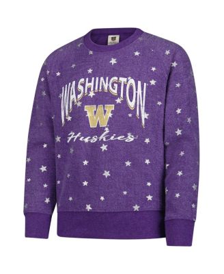 Big Girls Purple Washington Huskies Shimmer Star Reverse Sweatshirt