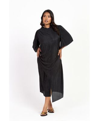 Women's Ruched Side Flutter Sleeve Midi Dress