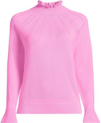 Women's Plus Size Cotton Pointelle Turtleneck Sweater