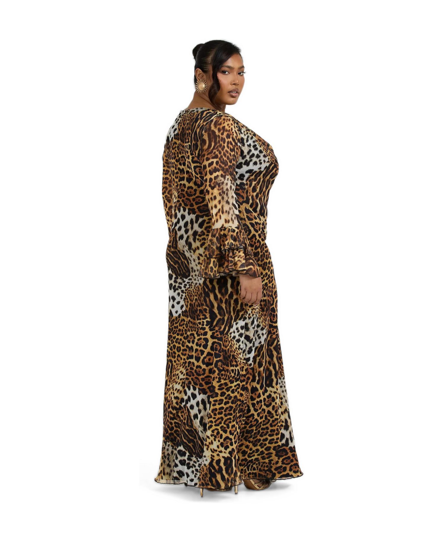 Women's Ruffle Leopard Print Maxi Dress