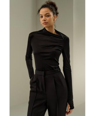 Women's Slim Fitted Silk Jersey Long Sleeve Top