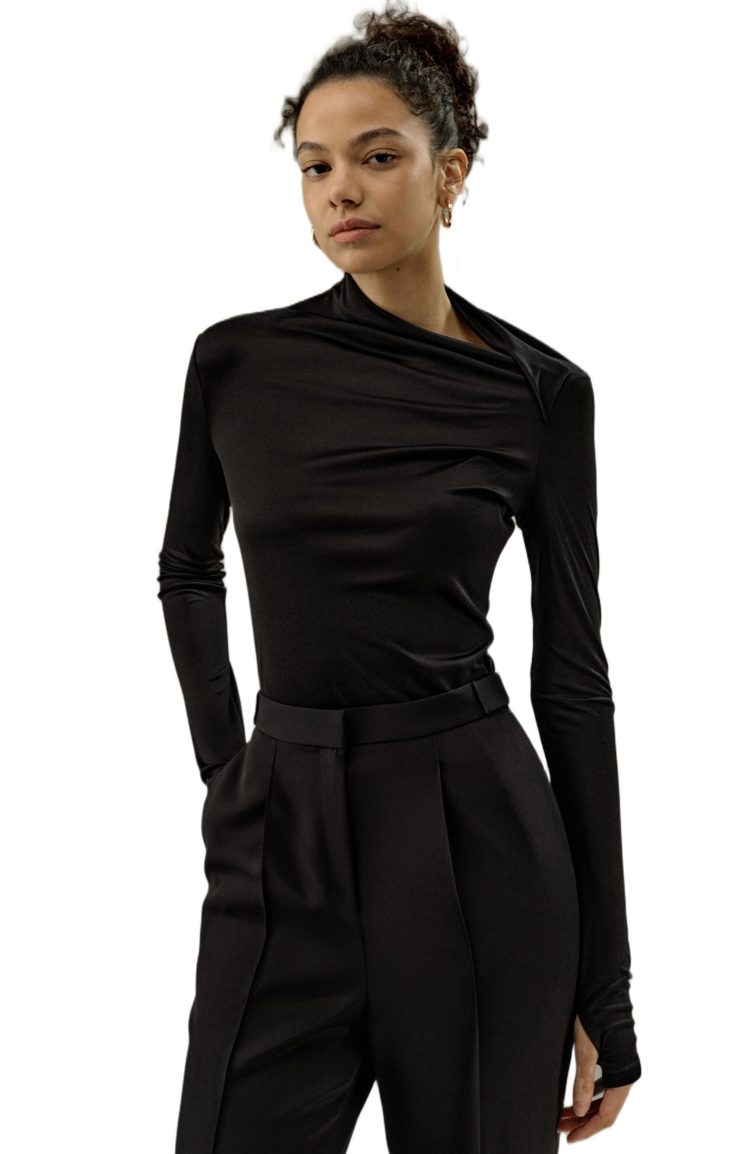Women's Silk Jersey Slim Fitted Long Sleeve Top