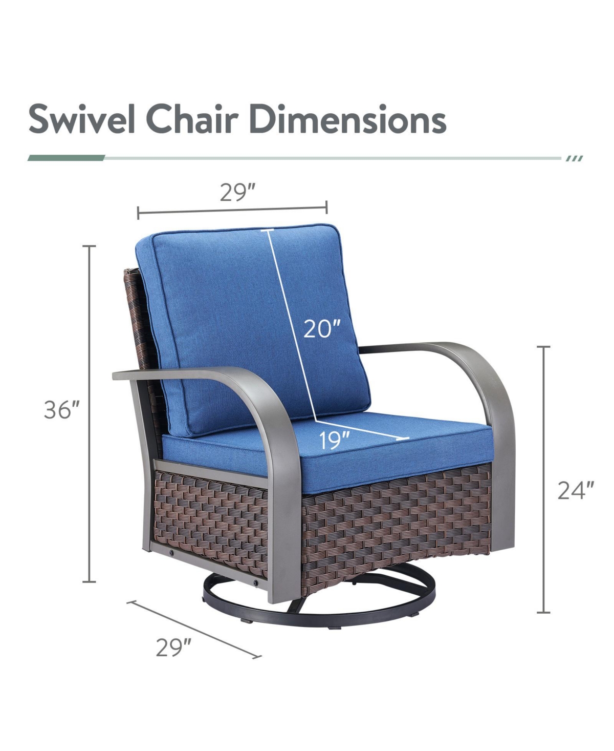 Gymojoy SteelCurve 2-Person Pe Wicker Patio Swivel Chair Outdoor Glider with CushionGuard Olefin Cushion
