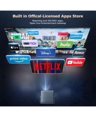 Viedo Projector With Wifi And Bluetooth, Smart Movie System/ Dolby Audio/ Auto Focus & Keystone Portable Projector For Home Theater / Outdoor