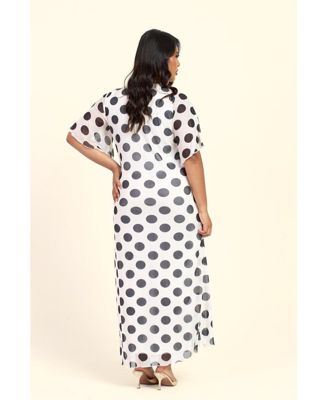 Women's Large Polka Dot Ruched Side Maxi Dress