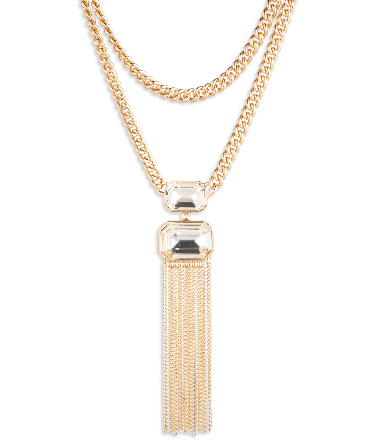 Ralph Lauren Glass Stone Gold-tone Toggle Y Necklace