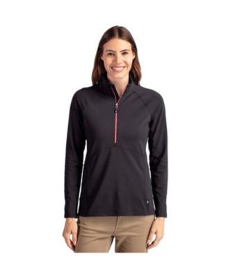Women's Cutter and Buck Adapt Knit Stretch Half Zip Long Sleeve Pullover